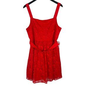 NWT ModCloth Strappy Go Lucky Fit And Flare Mini Red Lace Hearts Dress Size 14